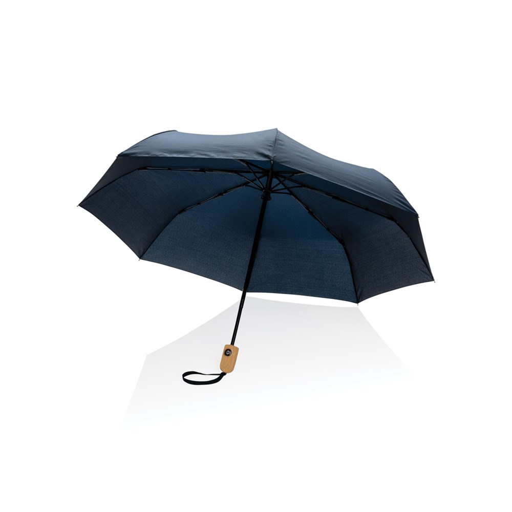 21" Impact AWARE™ RPET 190T bamboe auto open/dicht paraplu