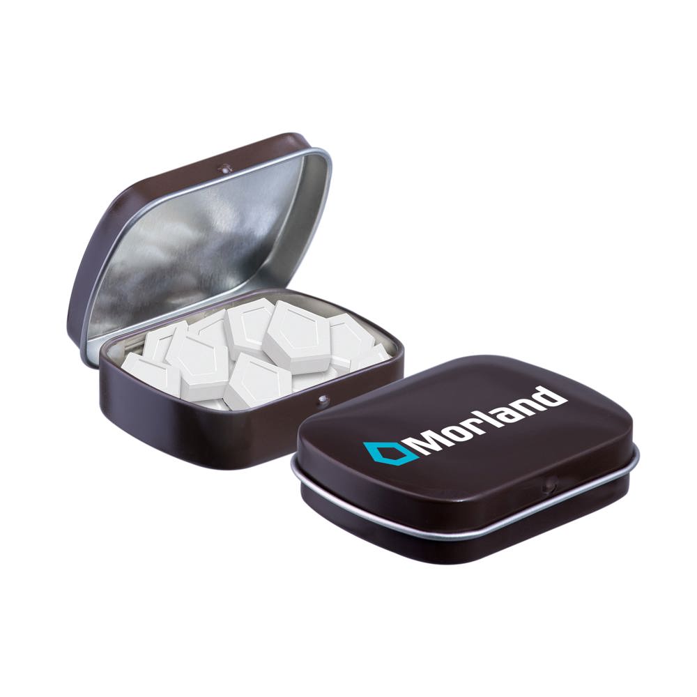 Mini scharnierblikje met logo mints