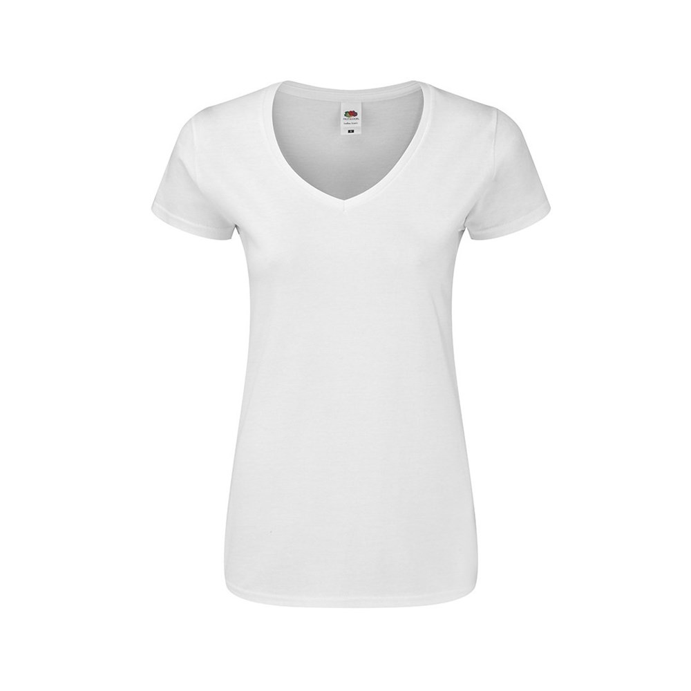 Wit Dames T-Shirt Iconic V-Neck