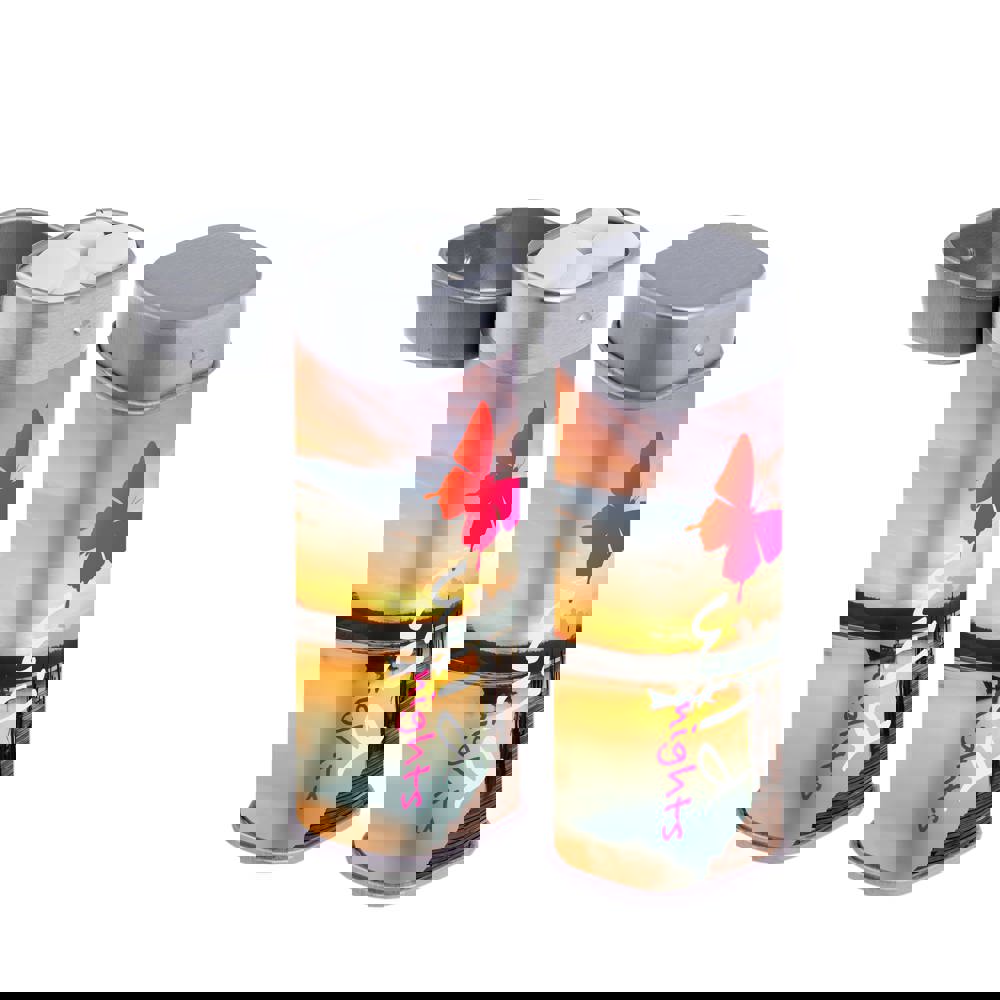 Hoog blikje met label en gevuld met pepermunt