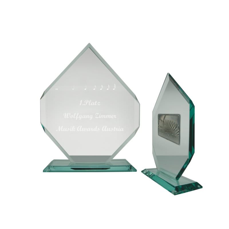 Glazen award uitlopend in een punt | Queen