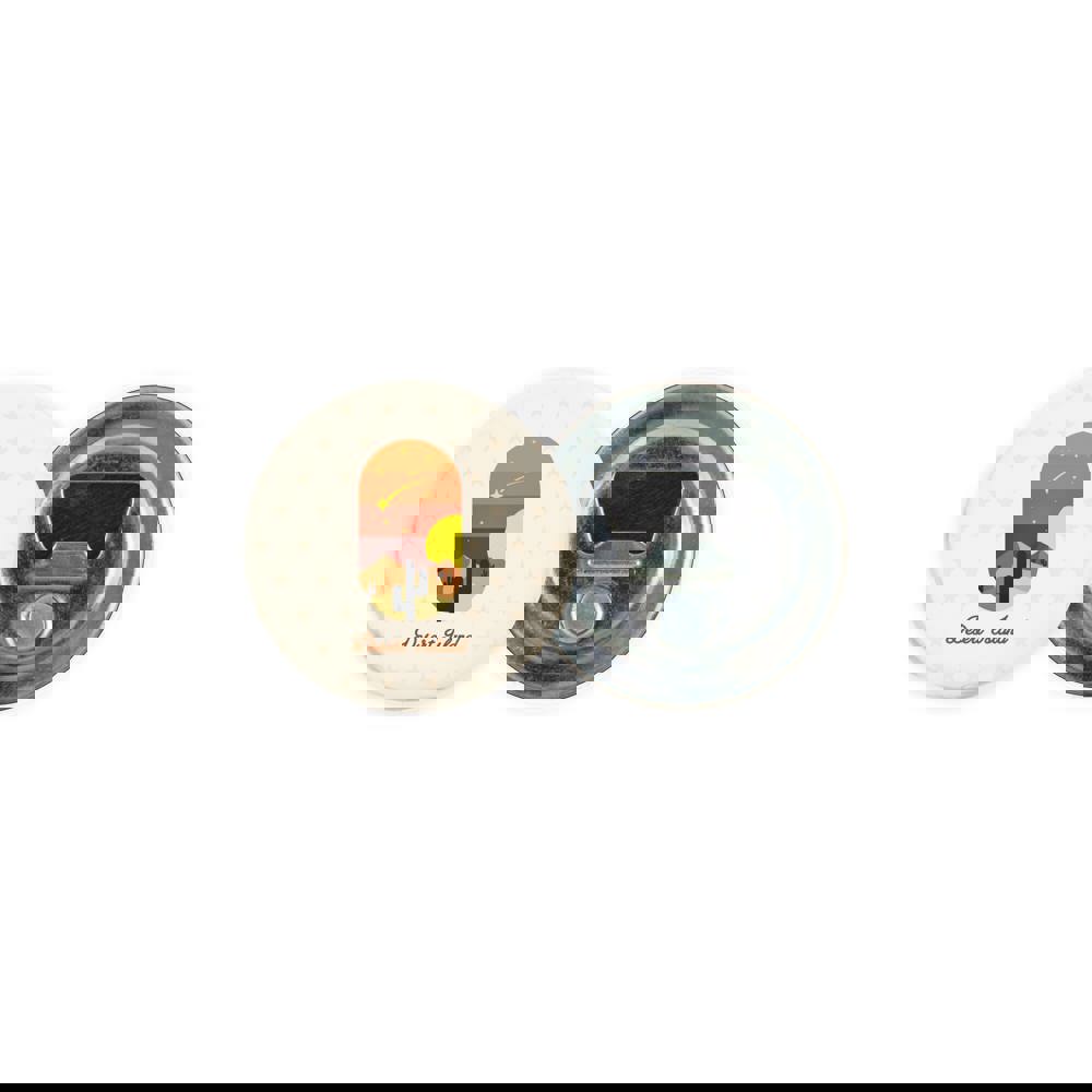 Metalen button 56mm met flesopener en magneet