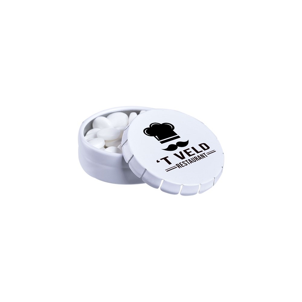 Super mini clic-clac blikje gevuld met snoep