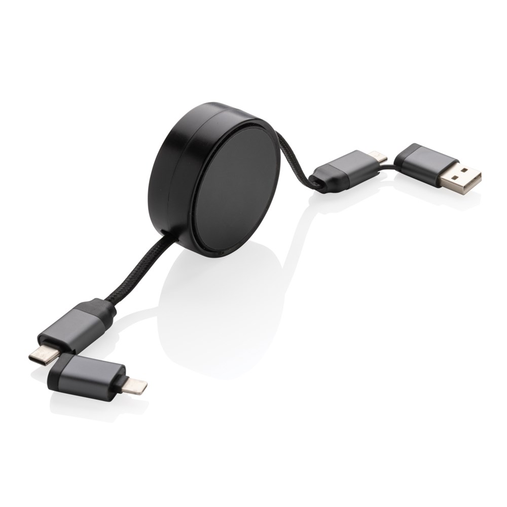 Terra RCS gerecycled aluminium uittrekbare 45W 6-in-1-kabel