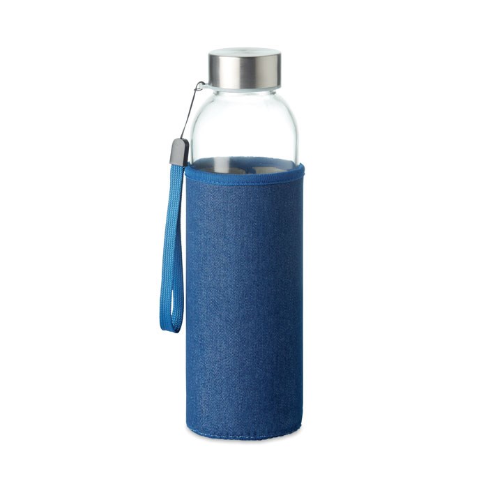 UTAH DENIM - Glazen drinkfles in tasje 500ml