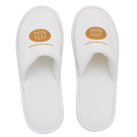 Paar slippers, velours en dichte teen