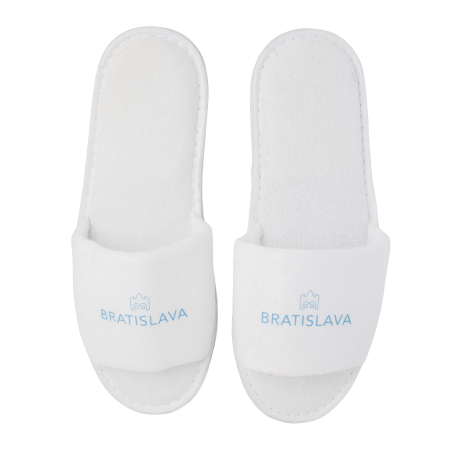 Paar slippers, badstof en open teen
