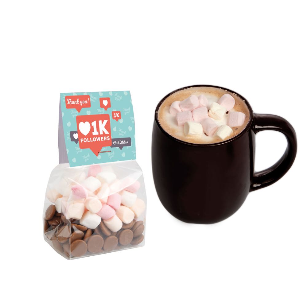 Blokzakje met kopkaartje en warme chocolademelkmix