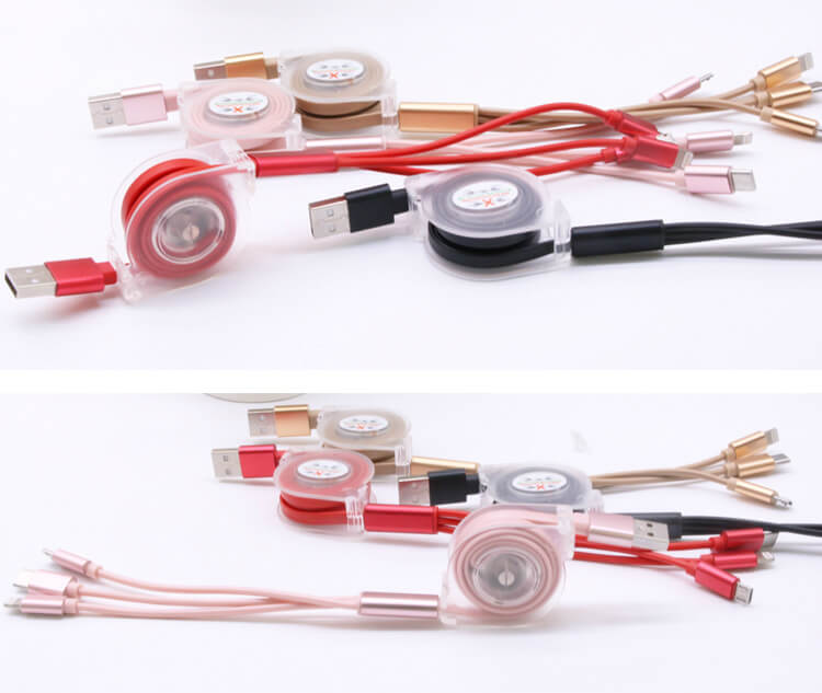 Oplaadkabel uittrekbaar (transparant)-Blauw