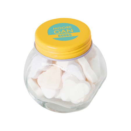 Kleine glazen pot vruchten hartjes