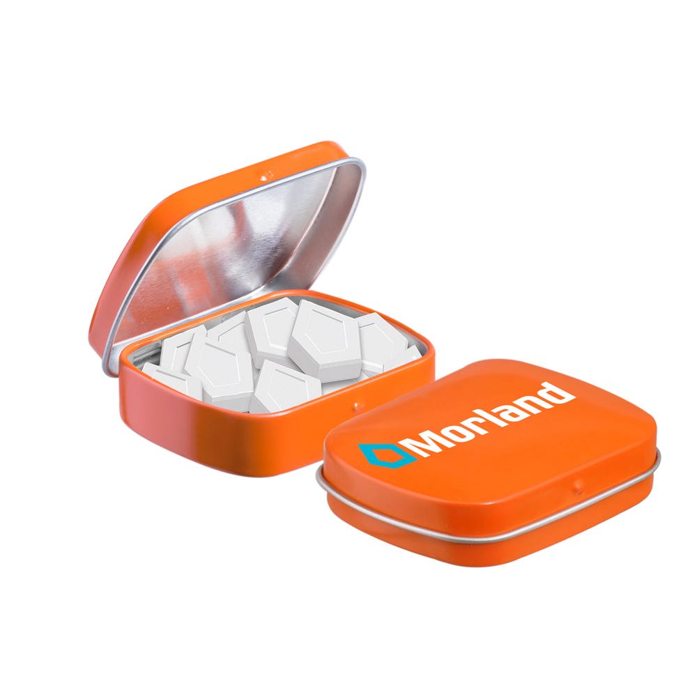 Mini scharnierblikje met logo mints