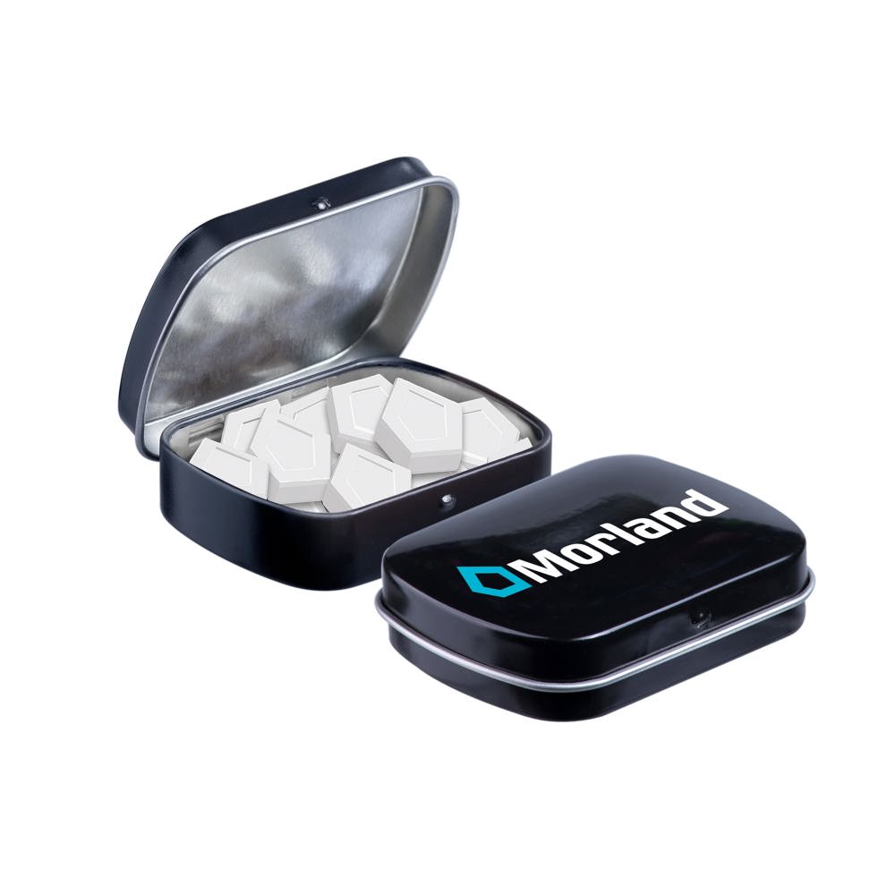 Mini scharnierblikje met logo mints