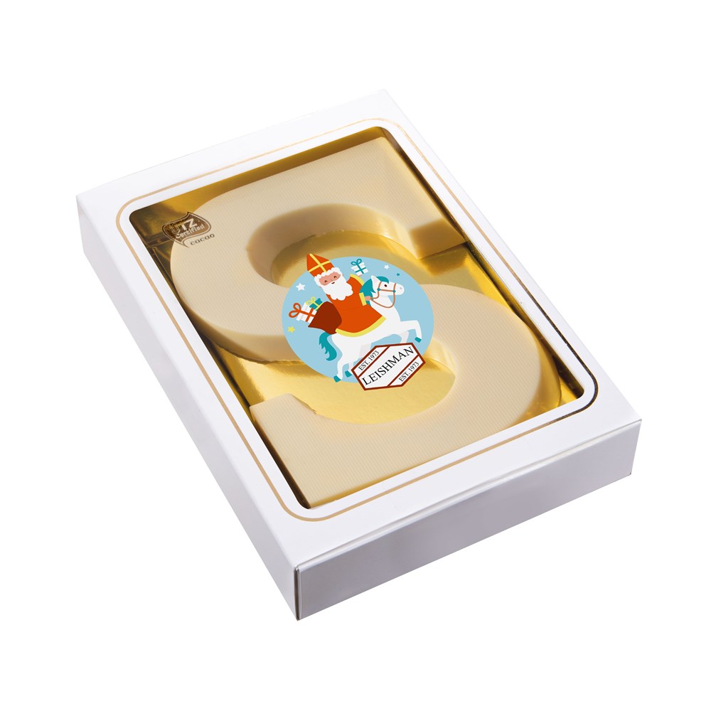 Sinterklaasletter "S" witte chocolade 150 gram