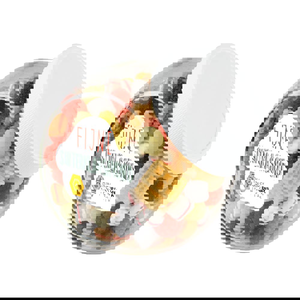 Medium glazen pot, gevuld met snoep