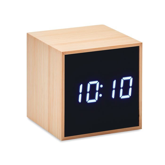 MARA CLOCK - Bamboe klok vierkant met LED