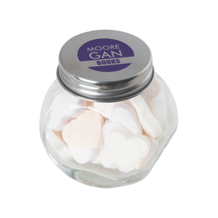 Kleine glazen pot vruchten hartjes