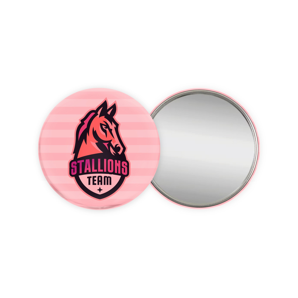 Metalen button 75mm met spiegel