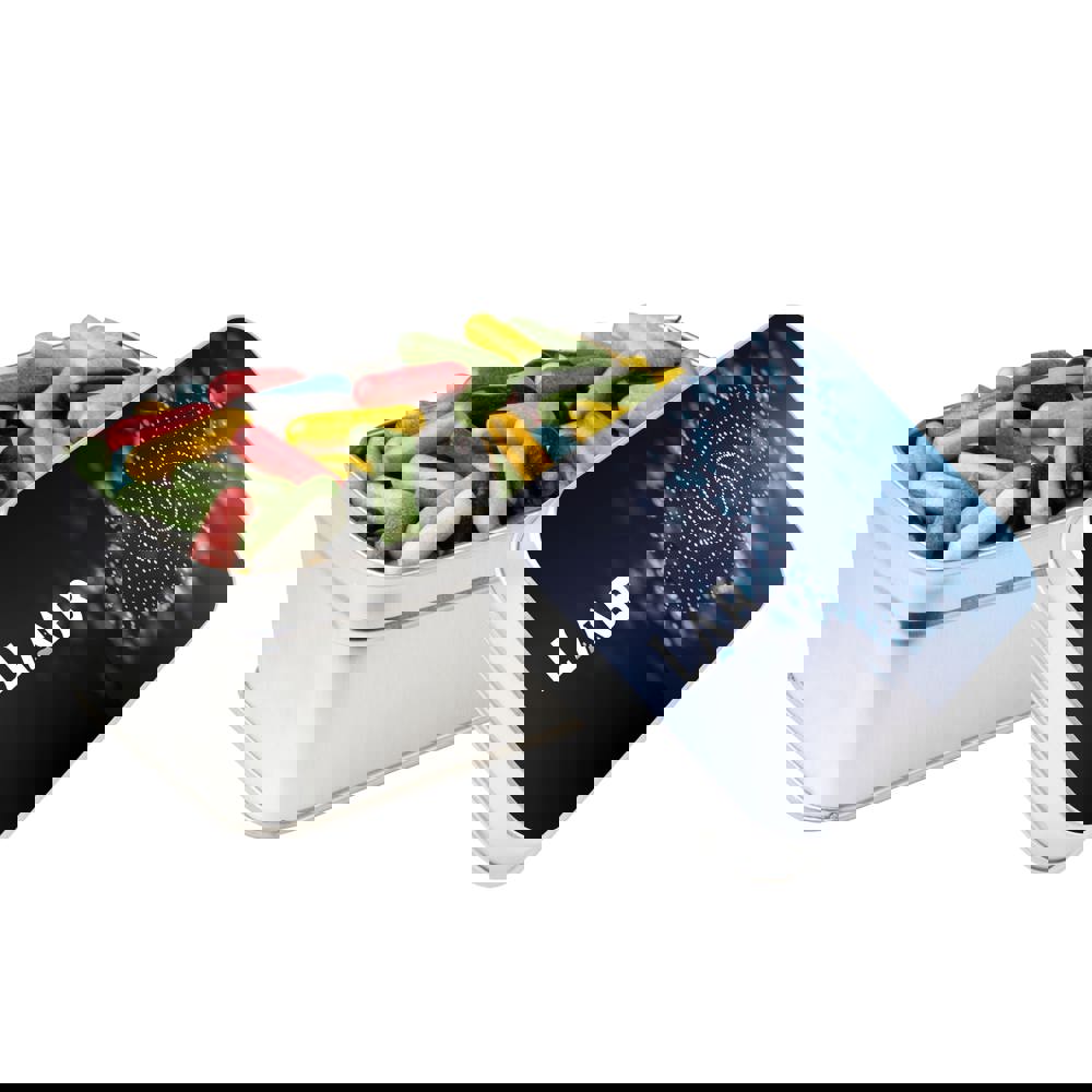 Rechthoekig blik gevuld met snoep