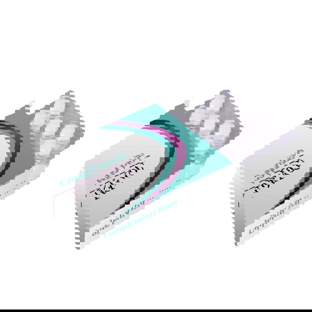 Medicijndoosje met 10 Compli'mints blister