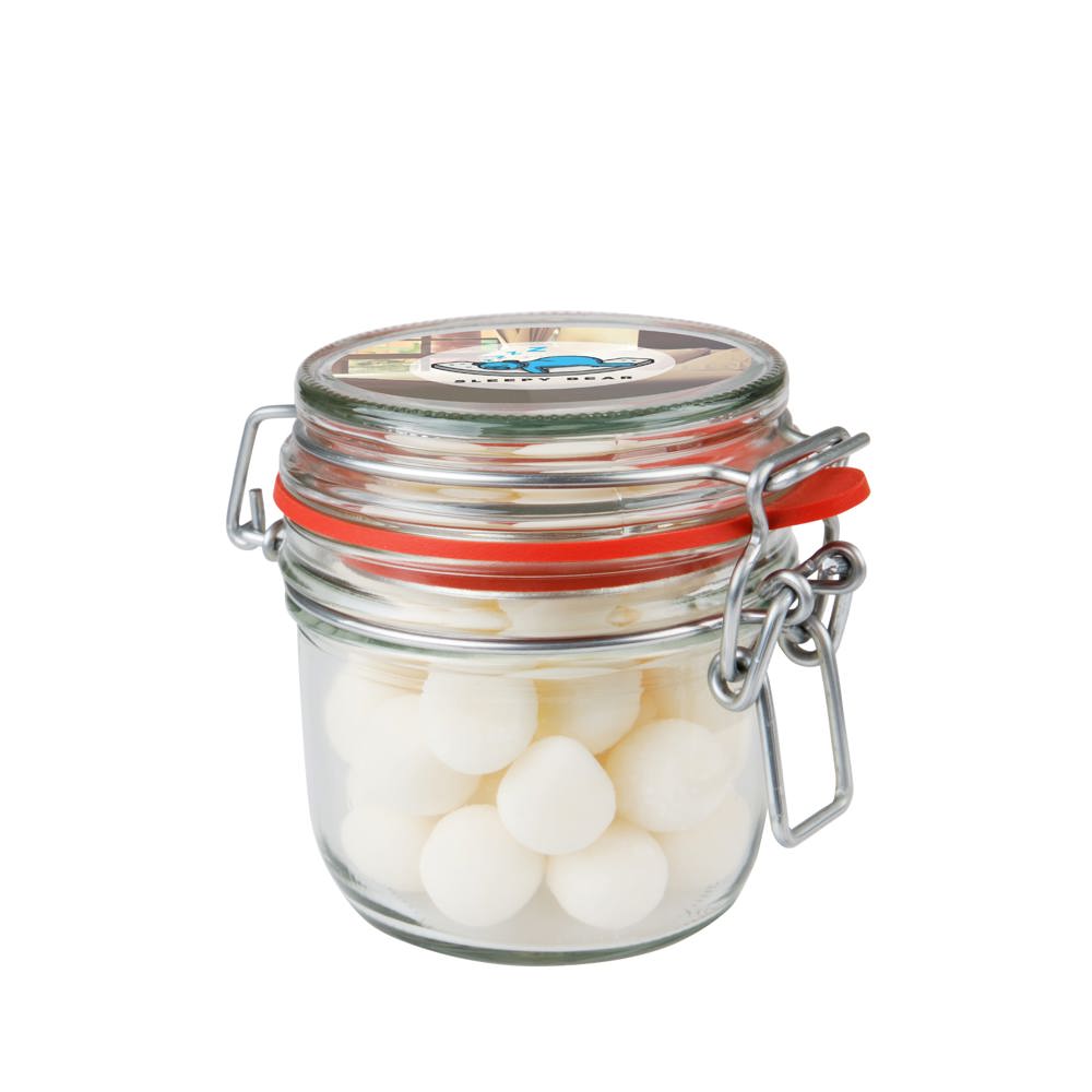 Weckpotje 0,25 liter, gevuld met snoep