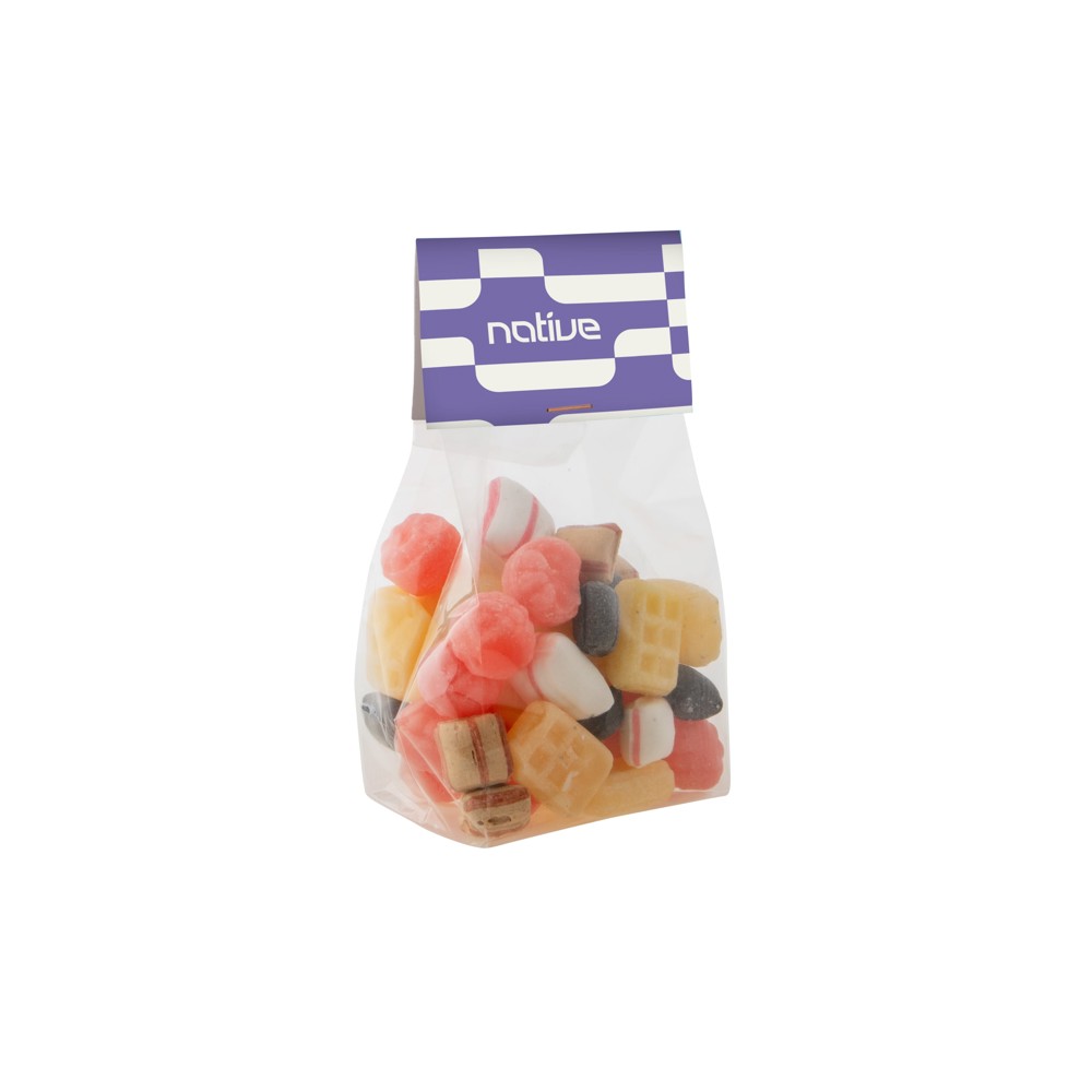 Blokzakje met kopkaartje en 150 gram snoep