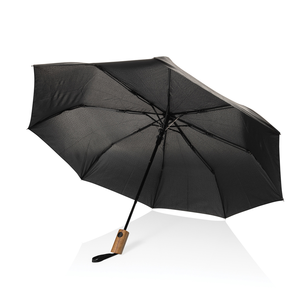 Kaycey 21" AWARE™ RPET Acaciahouten mini auto open paraplu