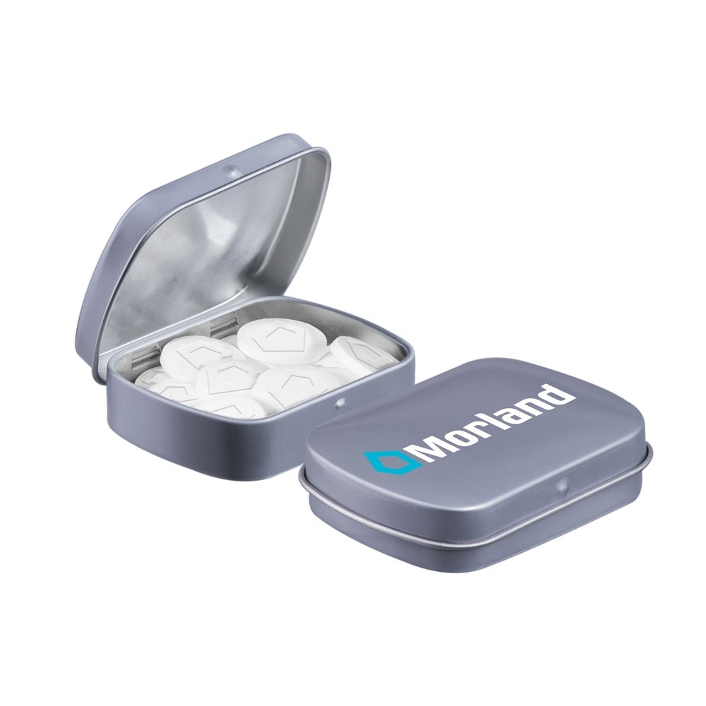 Mini scharnierblikje met logo mints