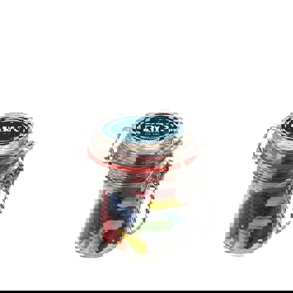 Weckpotje 0,13 liter, gevuld met snoep