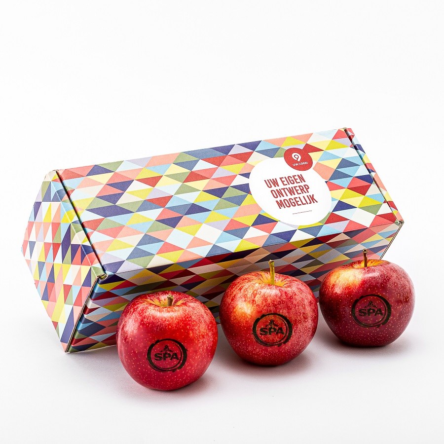 Geschenkverpakking incl. 3 appels met logo