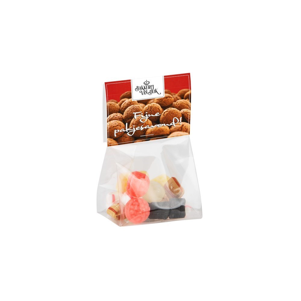 Blokzakje met kopkaartje en 50 gram snoep