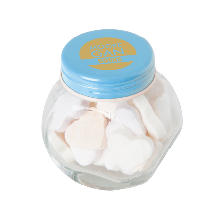 Kleine glazen pot vruchten hartjes