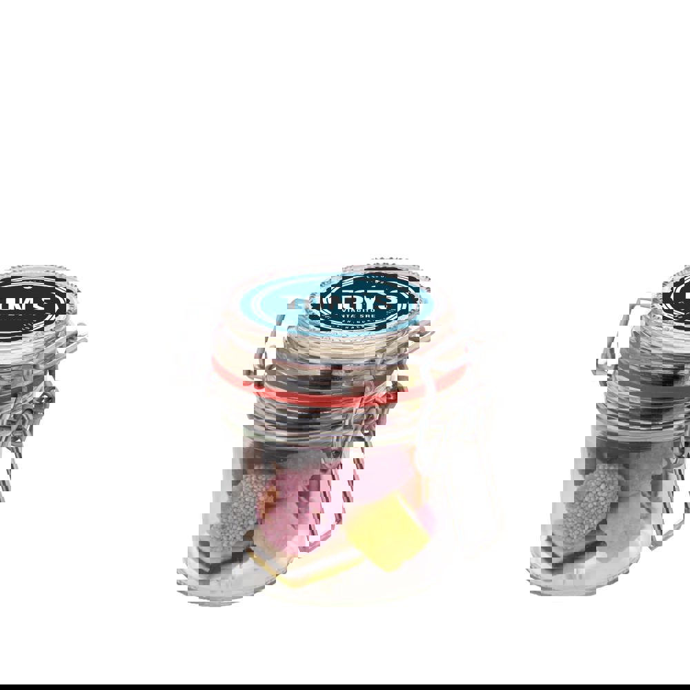 Weckpotje 0,13 liter, gevuld met snoep